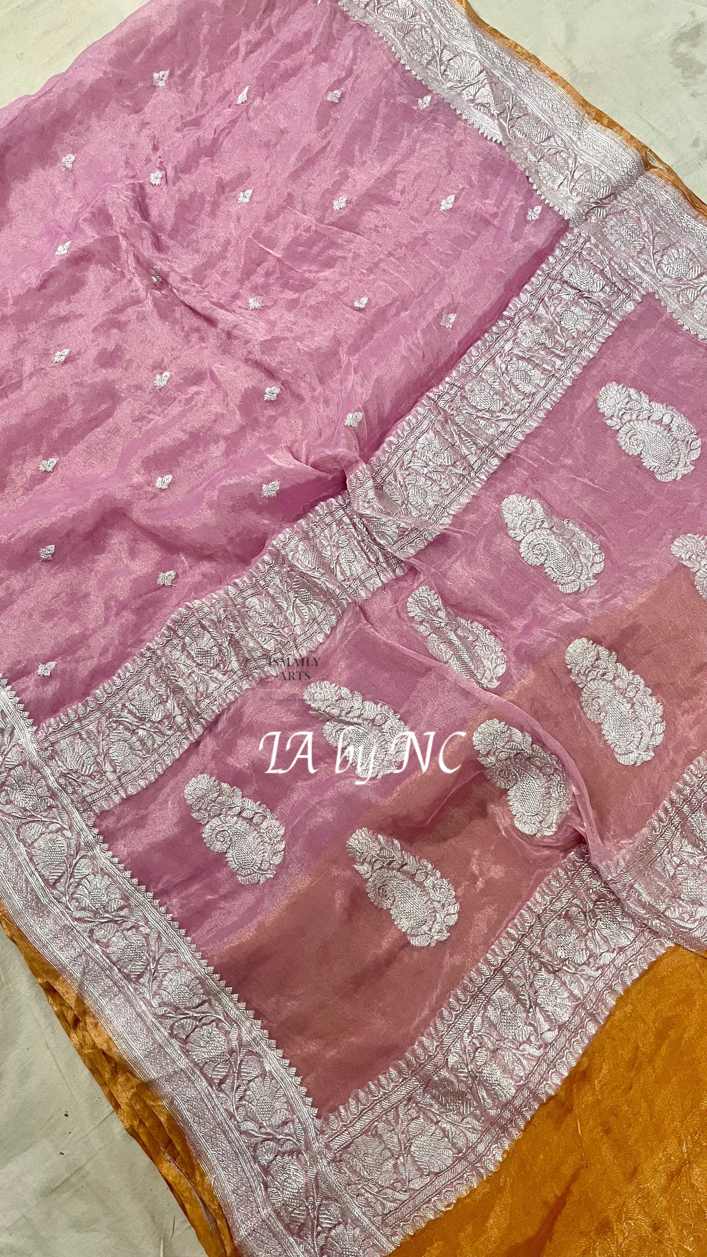 French Banarasi Pure Khaddi Tissue Georgette Kadwa Saree