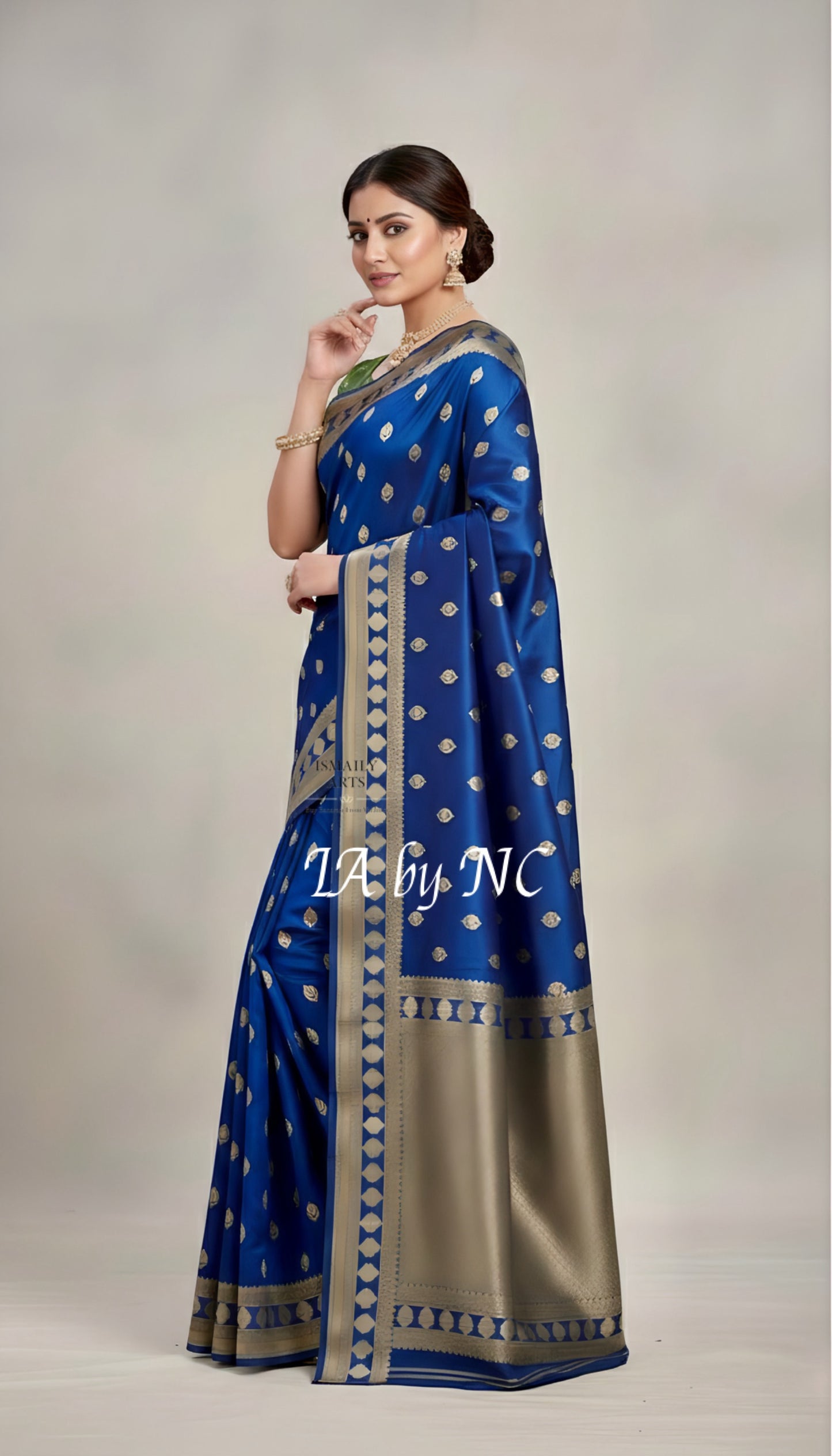Prussian Banarasi Mashru Katan Silk Saree