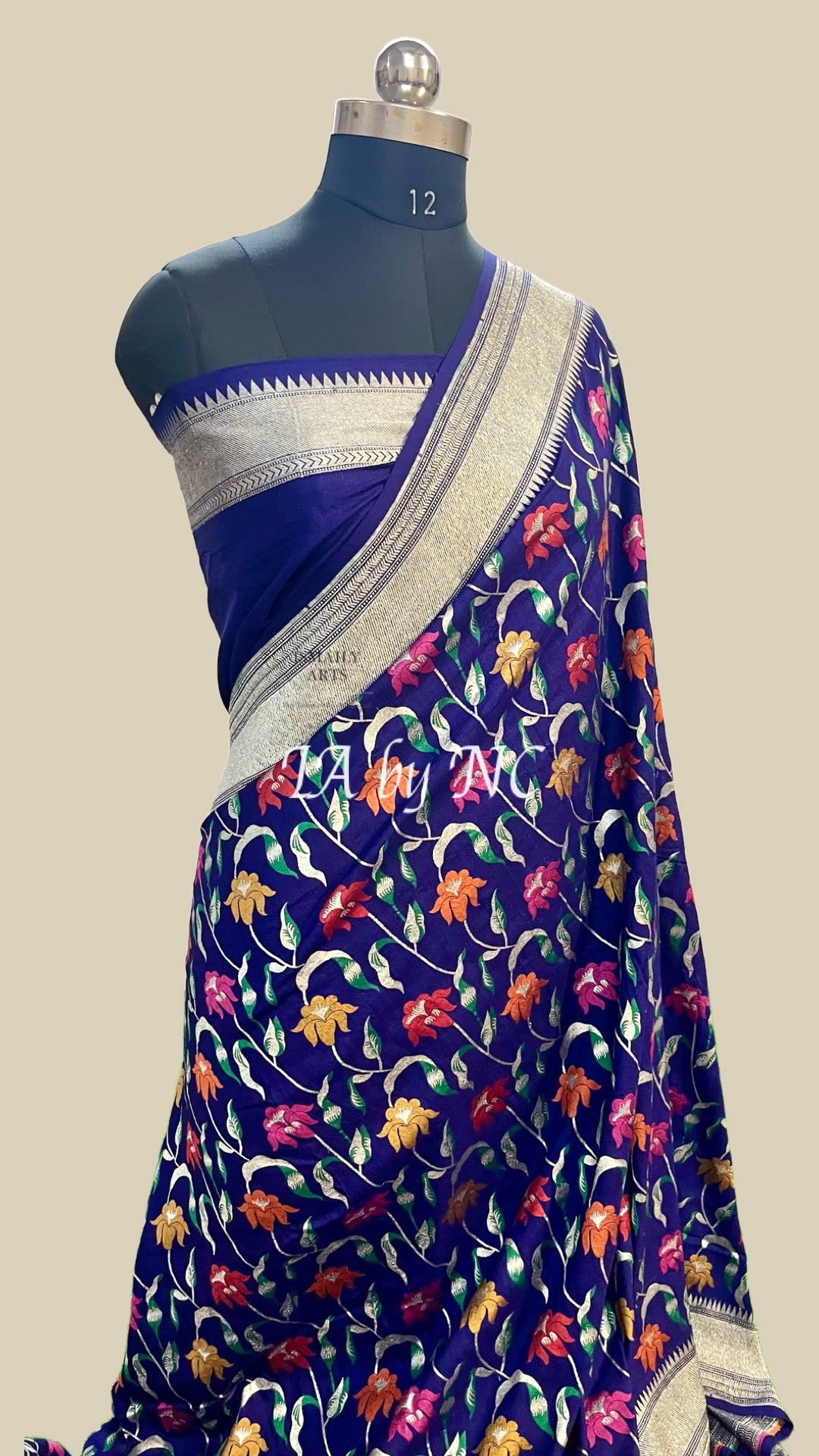 Navy Banarasi Pure Munga Silk Saree