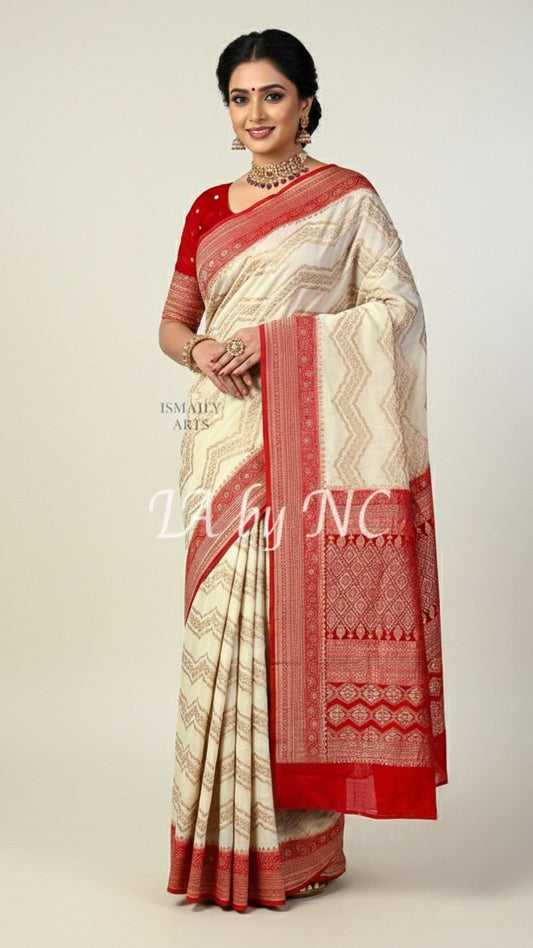 Crimson Banarasi Pure Khaddi Georgette Saree