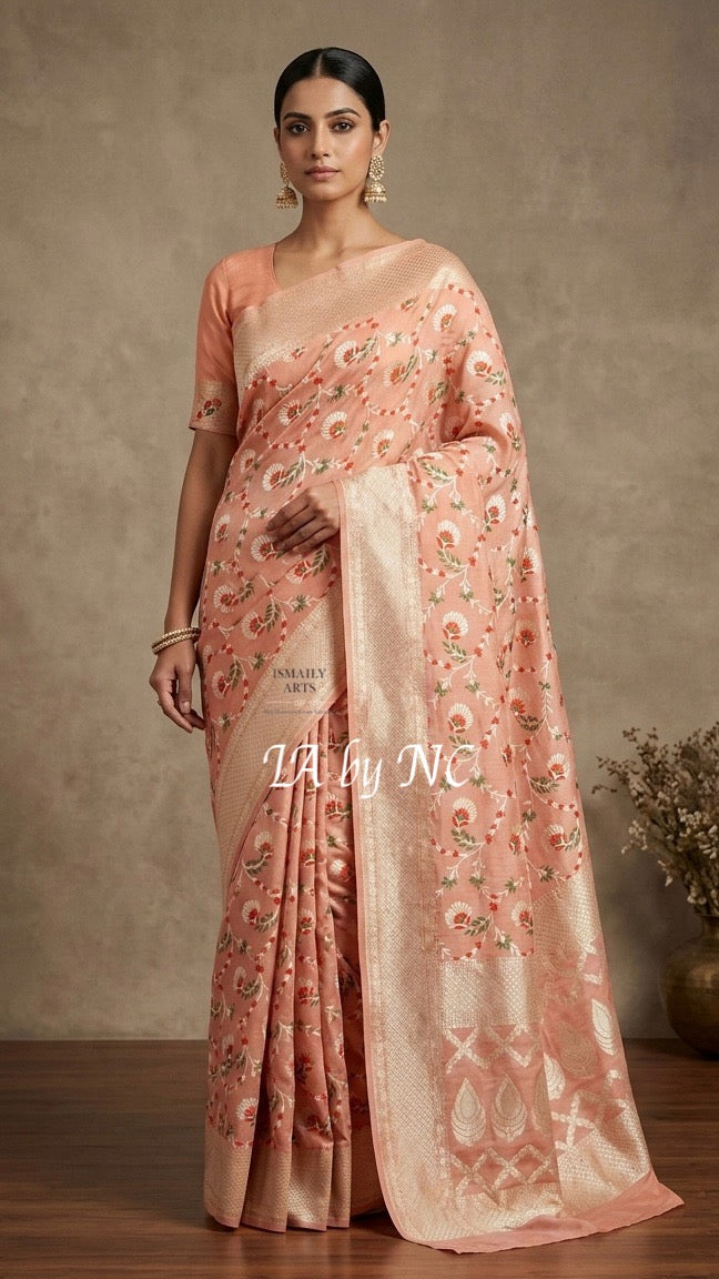 Flamingo Banarasi Pure Munga Silk Saree