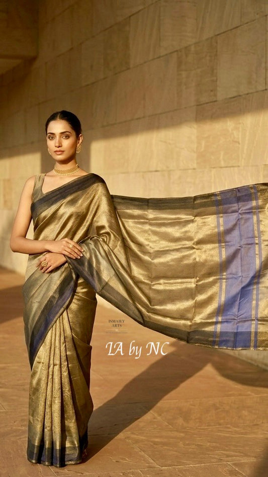 Black Banarasi Pure Tissue Silk Saree