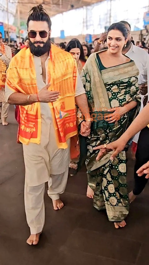 Deepika Padukone’s Green Banarasi Pure Katan Silk Saree