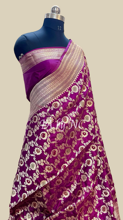 Byzantine Banarasi Pure Katan Silk Meenakari Pattu Saree