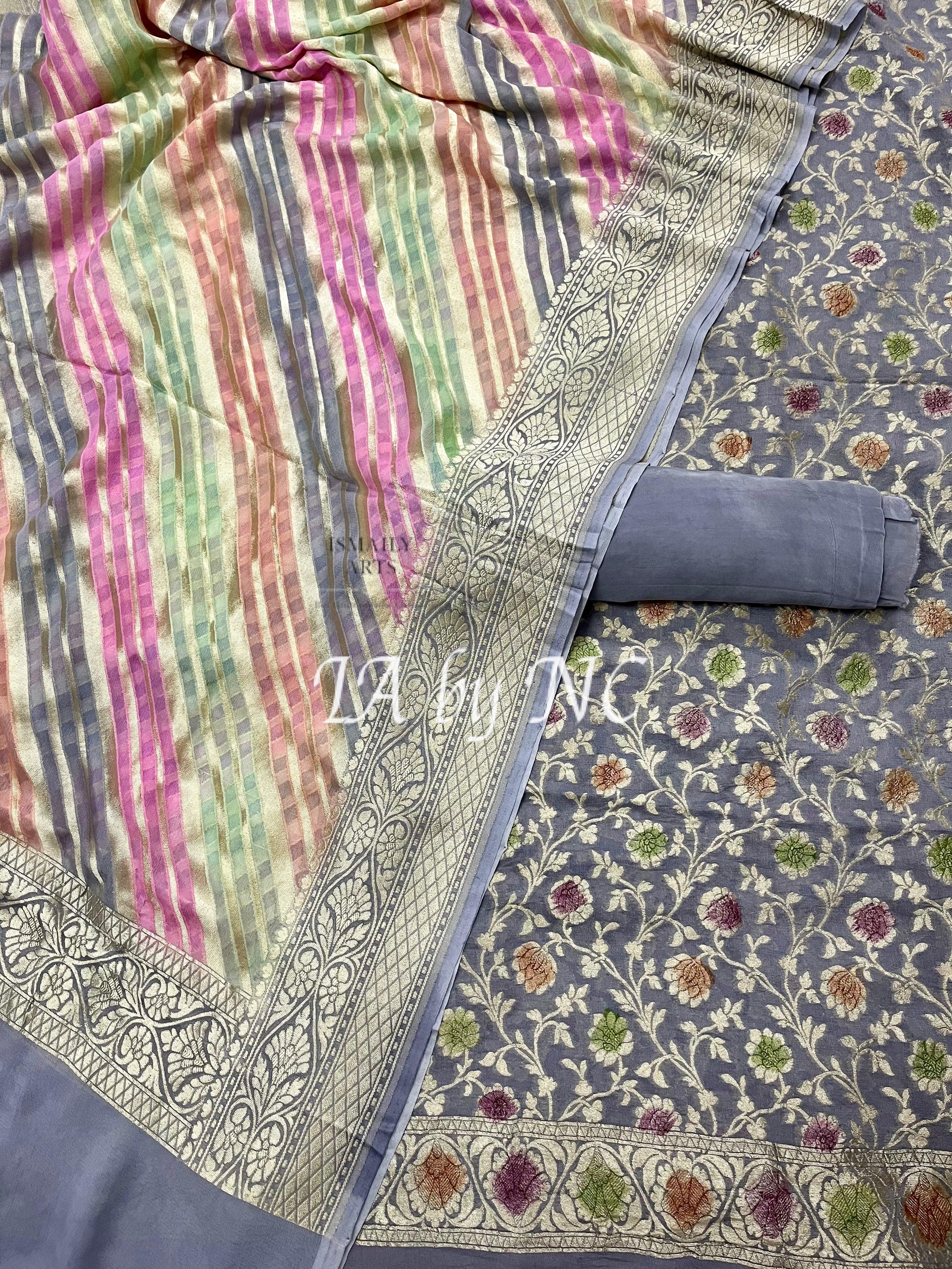 Iron Banarasi Pure Khaddi Georgette Dress Materials