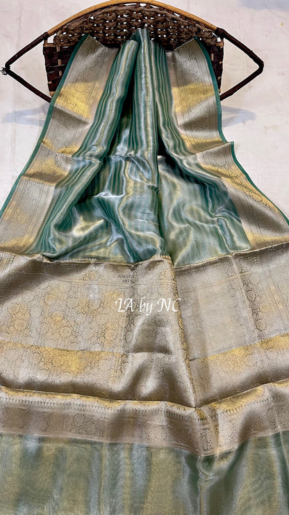 Pine Banarasi Pure Tissue Silk Saree