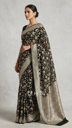 Black Banarasi Pure Khaddi Georgette Saree
