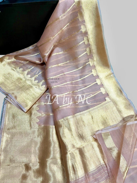 Lemonade Banarasi Pure Kora Organza Kadwa Saree