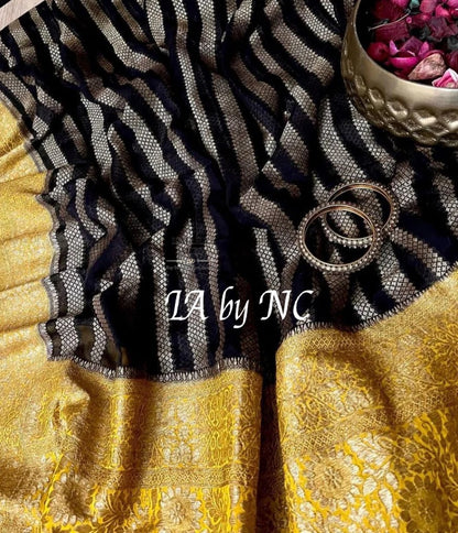 Black Banarasi Pure Khaddi Georgette Saree