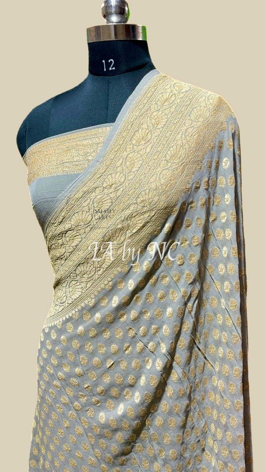 Stone Banarasi Pure Khaddi Georgette Saree