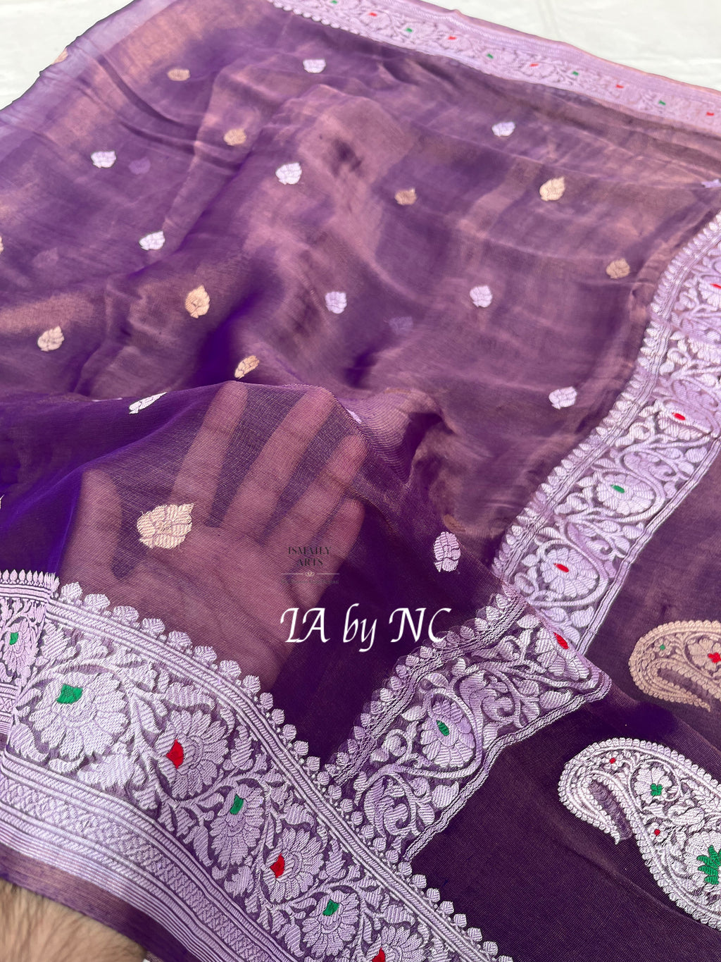 Byzantine Banarasi Pure Khaddi Tissue Georgette Kadwa Saree