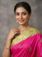 Neon Banarasi Pure Kora Organza Kadwa Saree
