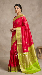 Crimson Banarasi Pure Kora Organza Kadwa Saree