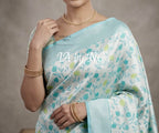 Turquoise Banarasi Pure Khaddi Tussar Georgette Brocade Saree