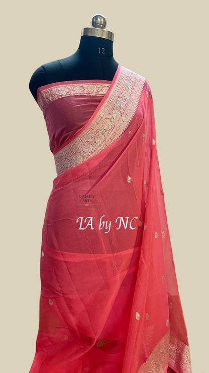 Punch Banarasi Pure Khaddi Georgette Kadwa Saree
