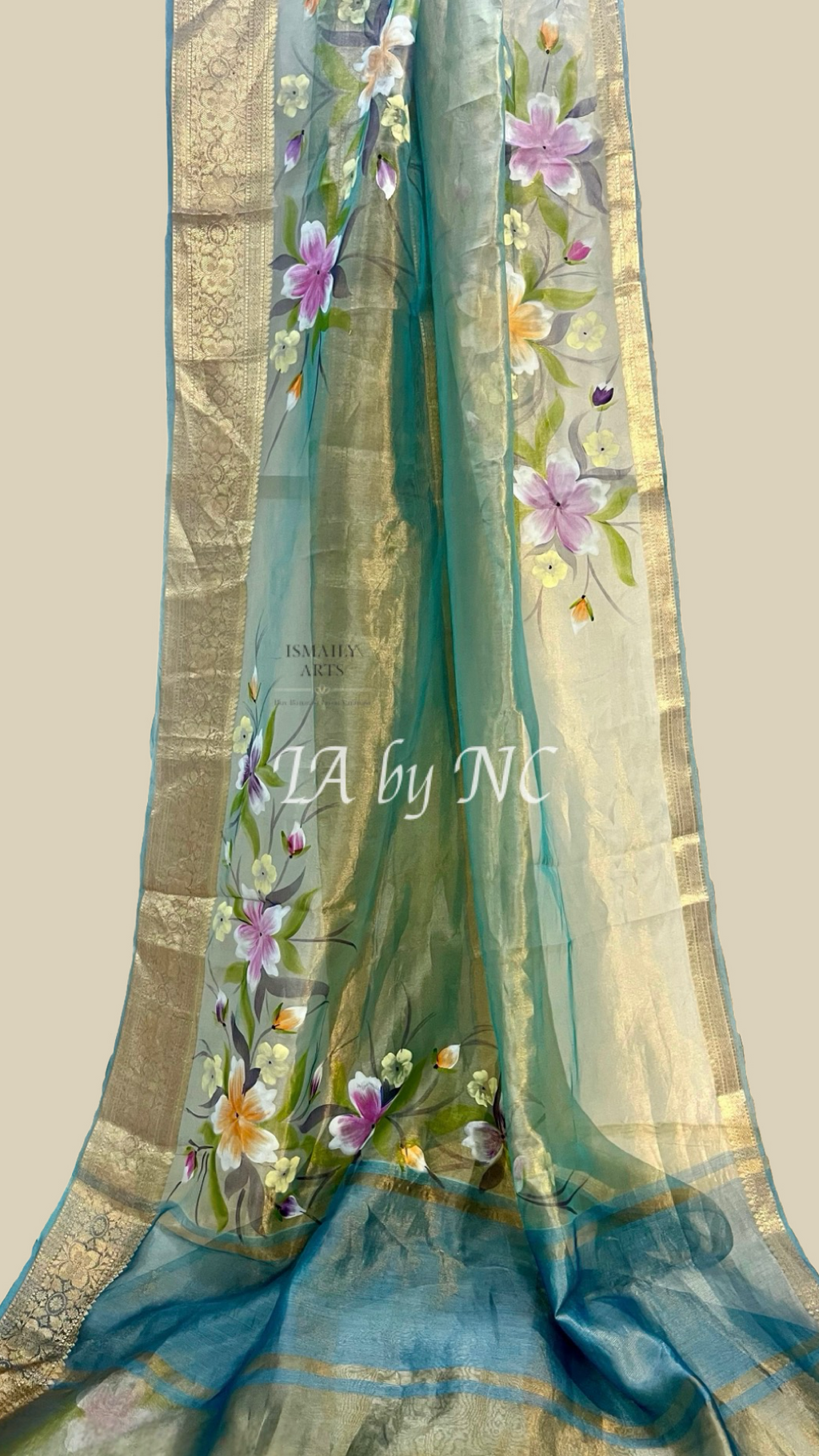 Turquoise Banarasi Pure Tissue Silk Saree