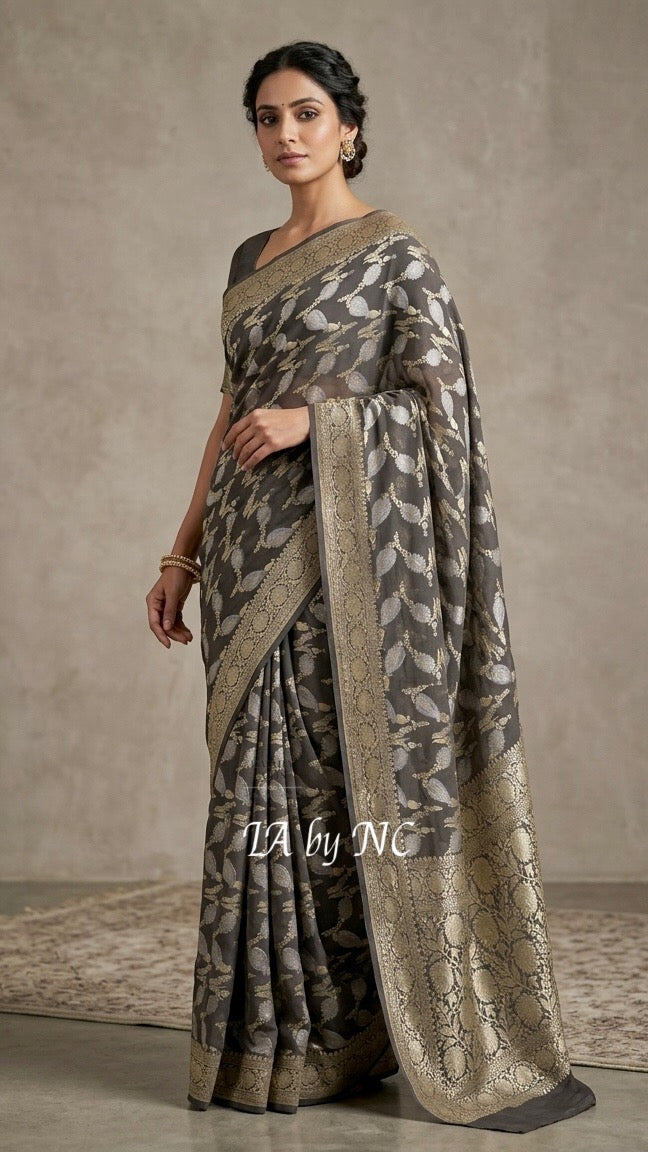 Ash Banarasi Pure Khaddi Georgette Saree