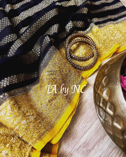 Black Banarasi Pure Khaddi Georgette Saree