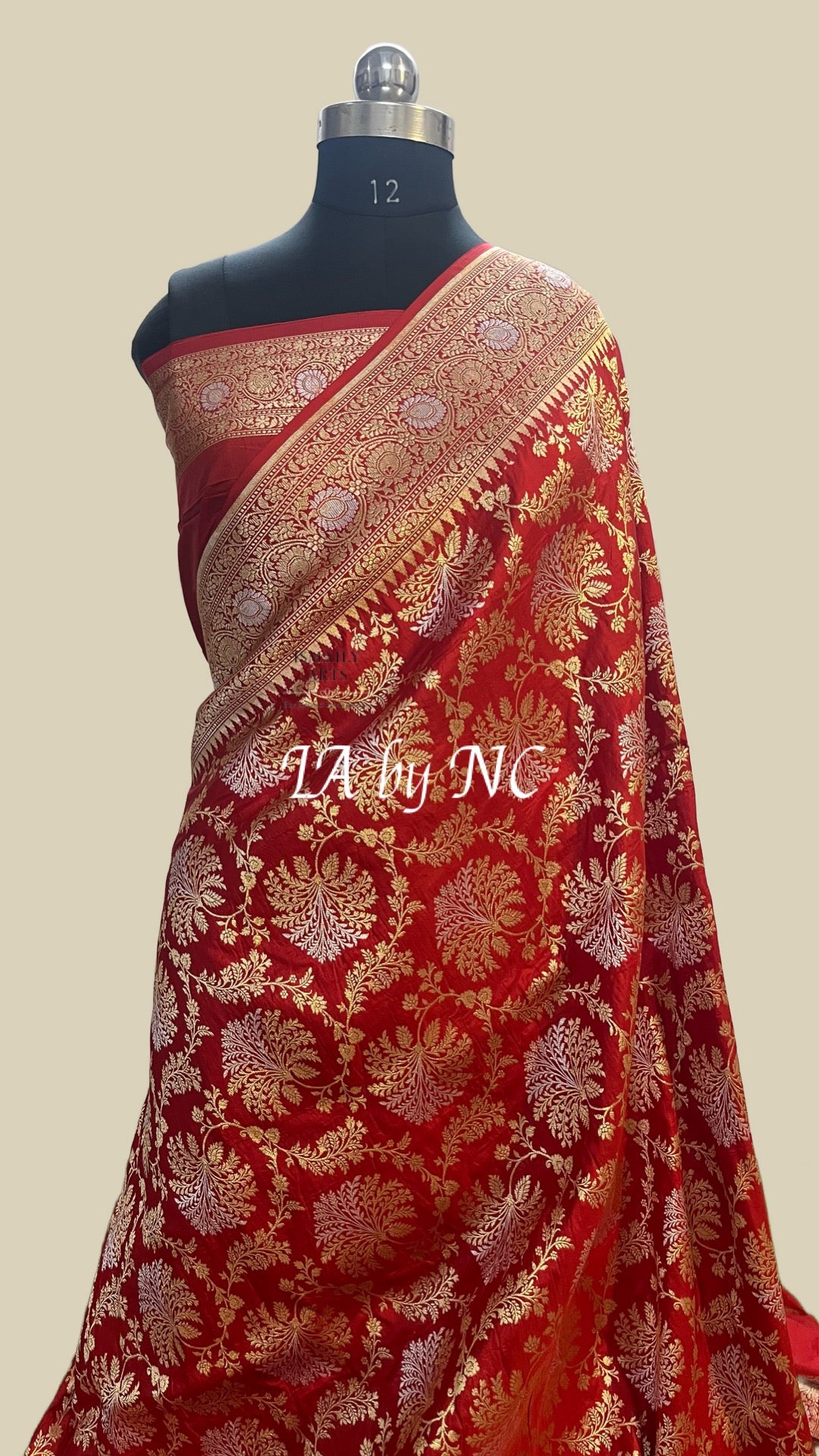 Crimson Banarasi Pure Katan Silk Pattu Meenakari Saree