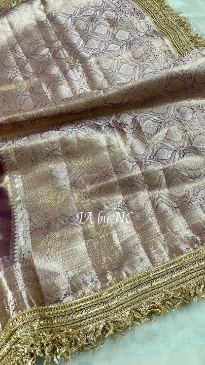 Grape Banarasi Pure Tissue Silk Saree