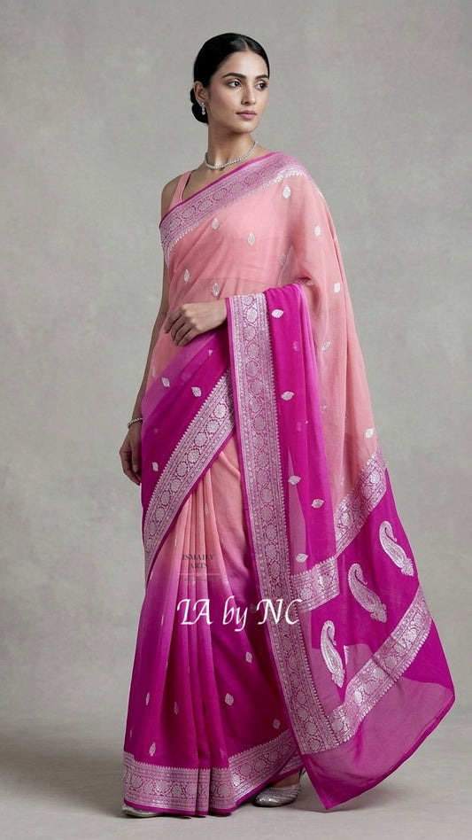 Rani Banarasi Pure Khaddi Georgette Kadwa Saree