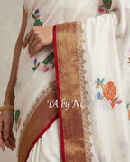 White Banarasi Pure Chiffon Georgette Saree