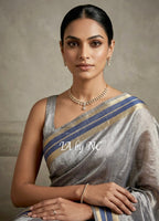 Prussian Banarasi Pure Tissue Silk Saree - Double Katan Border