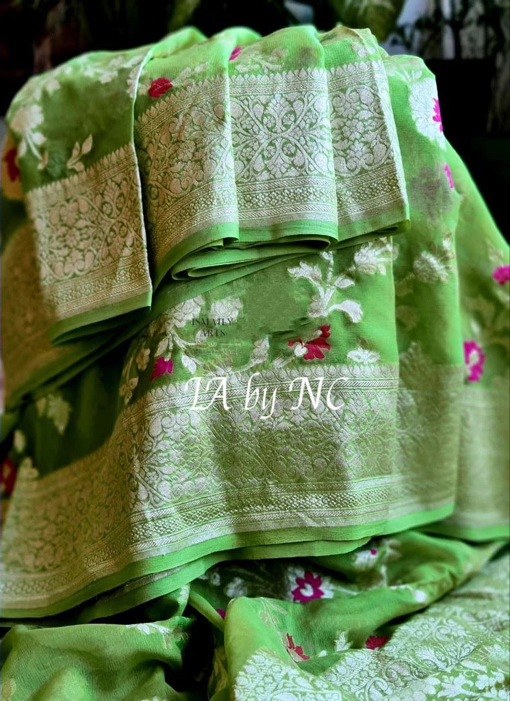 Forest Banarasi Pure Khaddi Georgette Meenakari Saree