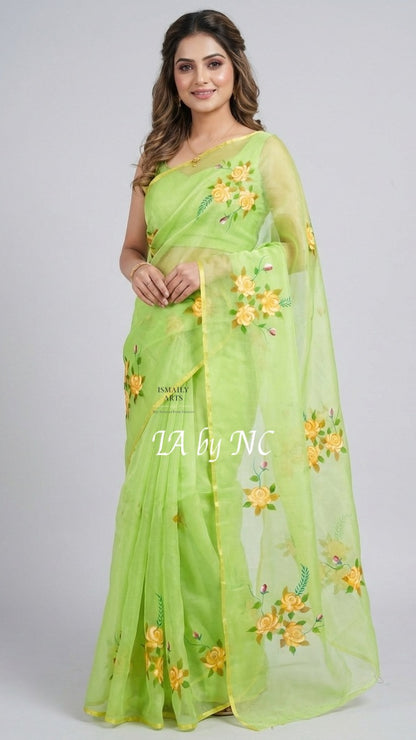 Tea Banarasi Pure Kora Organza Saree