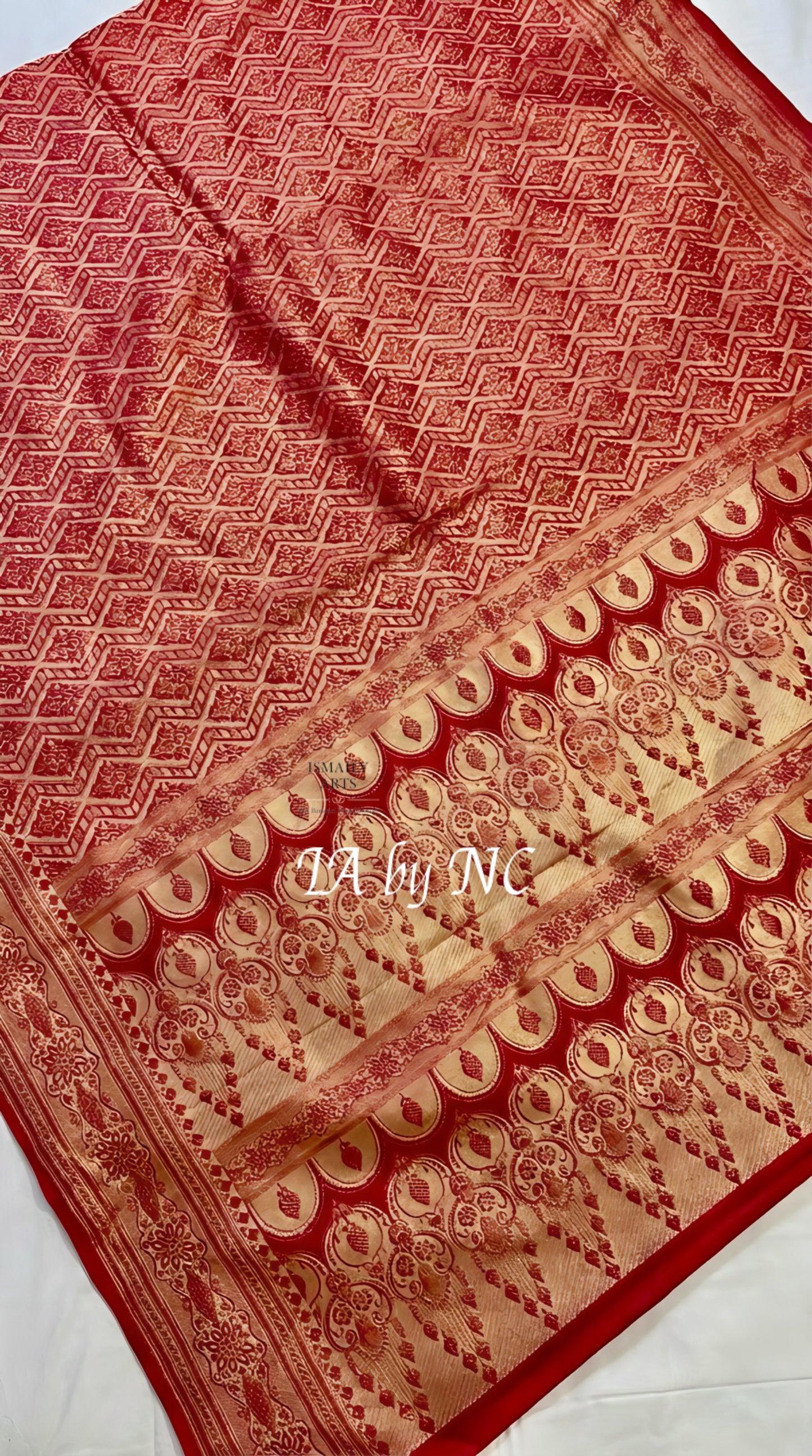 Crimson Banarasi Mashru Katan Silk Saree
