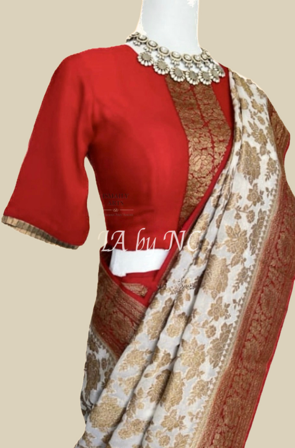 Offwhite Banarasi Pure Khaddi Georgette Saree