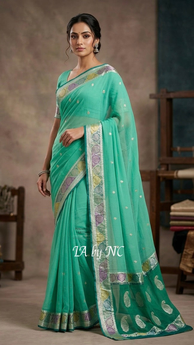Jungle Banarasi Pure Khaddi Georgette Kadwa Saree