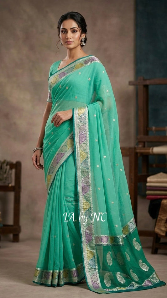 Jungle Banarasi Pure Khaddi Georgette Kadwa Saree
