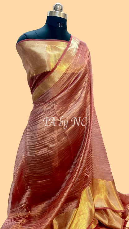 Burgundy Banarasi Pure Tissue Silk Saree