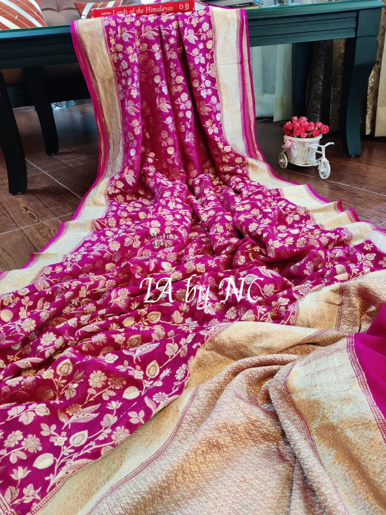 Rani Banarasi Pure Khaddi Georgette Saree