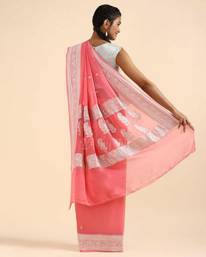 Punch Banarasi Pure Khaddi Georgette Kadwa Saree
