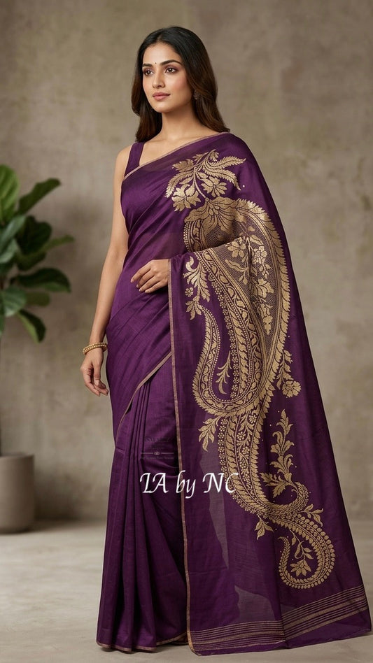 Byzantine Banarasi Pure Munga Silk Brocade Saree