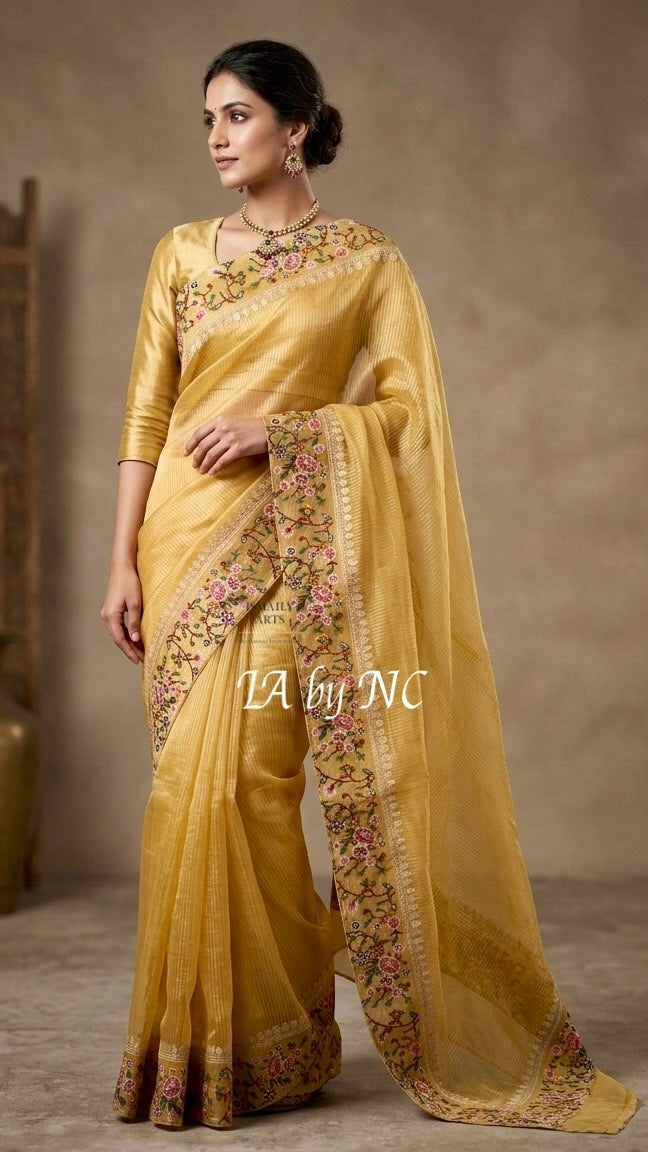 Bumblebee Banarasi Pure Tissue Silk Designer Saree