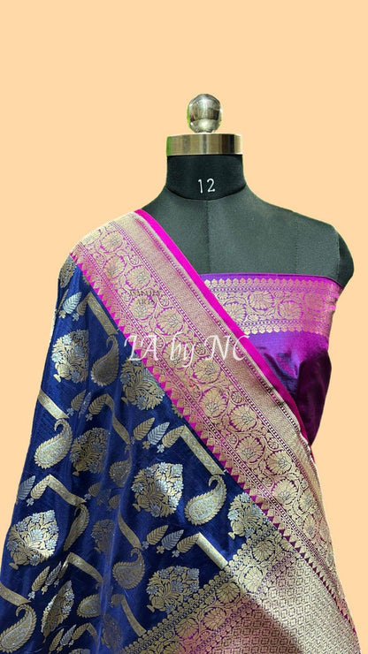 Navy Banarasi Pure Katan Silk Pattu Saree