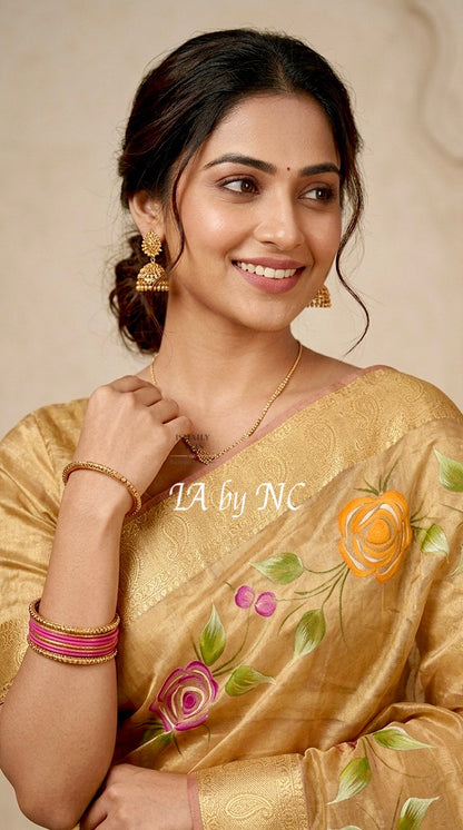 Mustard Banarasi Pure Tissue Silk Saree