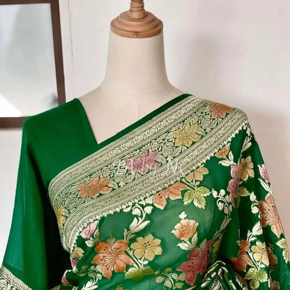 Forest Banarasi Pure Khaddi Georgette Saree