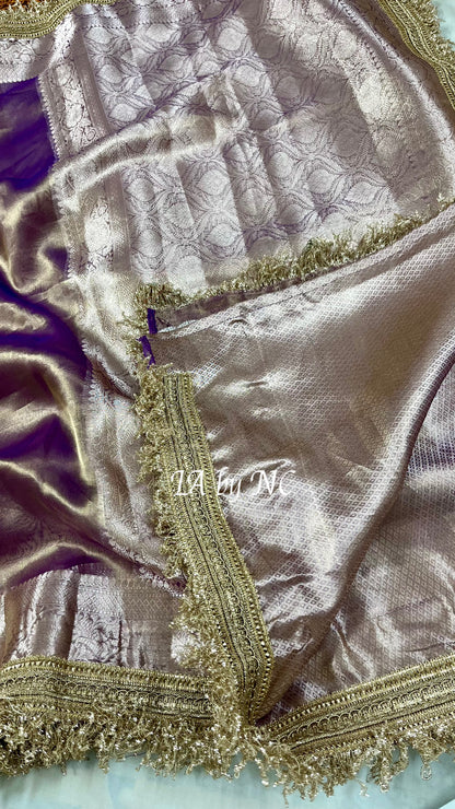 Grape Banarasi Pure Tissue Silk Saree