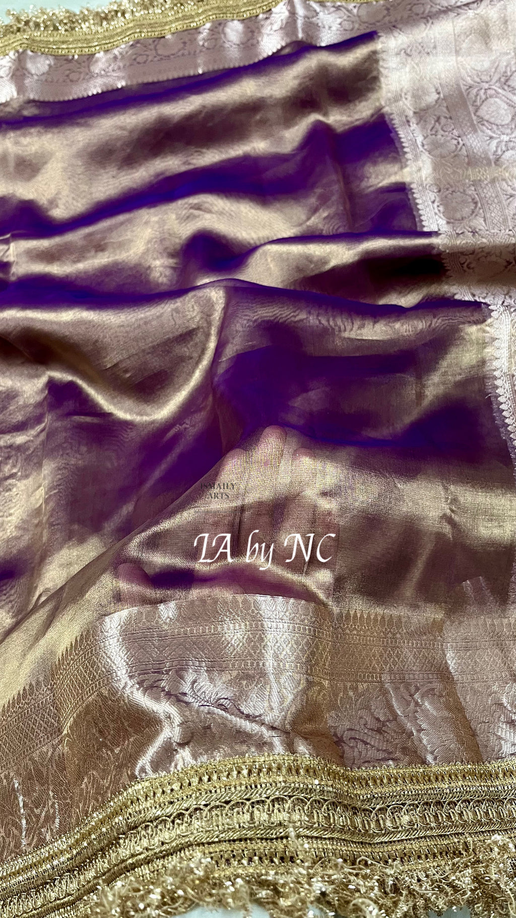Grape Banarasi Pure Tissue Silk Saree