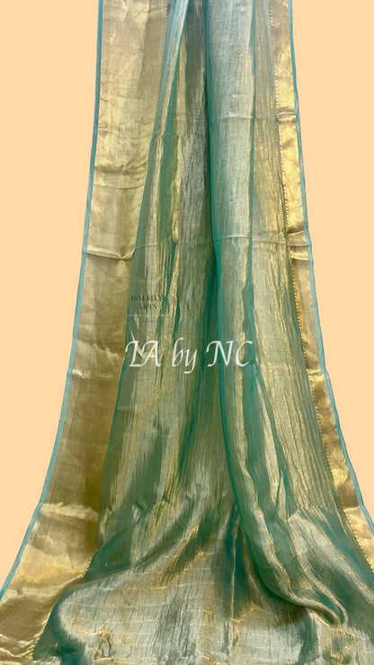 Turquoise Banarasi Pure Tissue Silk Saree