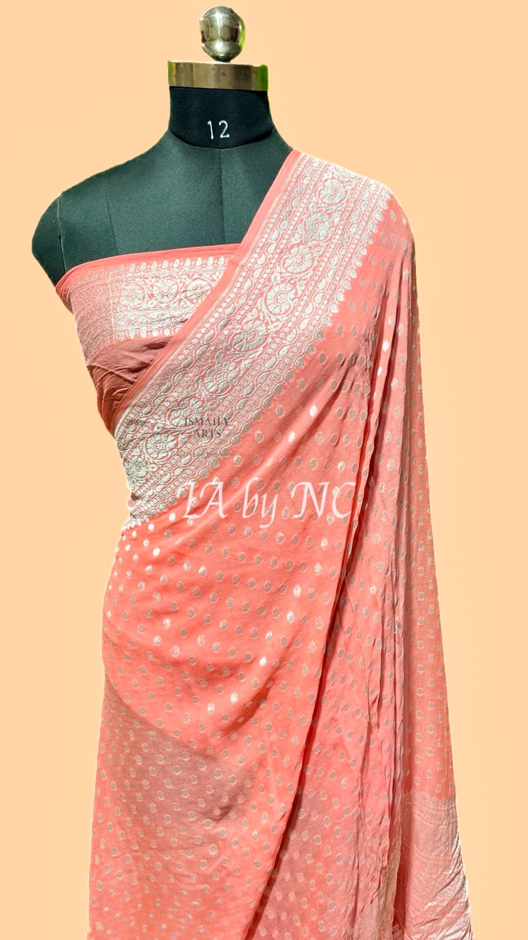 Peach Banarasi Pure Khaddi Georgette Saree