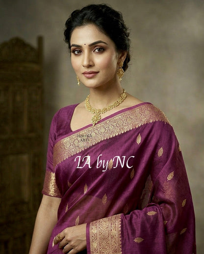 Byzantine Banarasi Pure Kora Silk Kadwa Saree