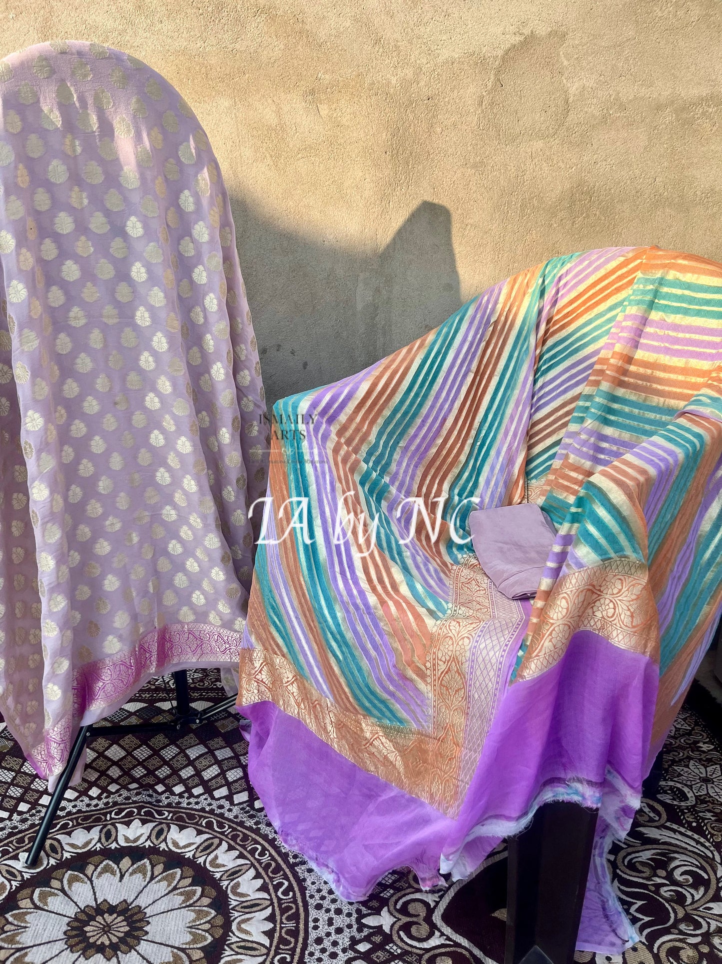 Mauve Banarasi Pure Khaddi Georgette Suit Dupatta