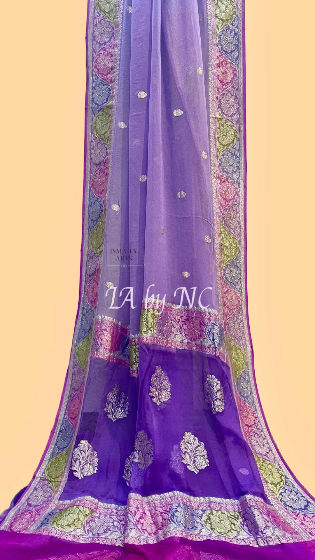 Grape Banarasi Pure Khaddi Georgette Kadwa Saree