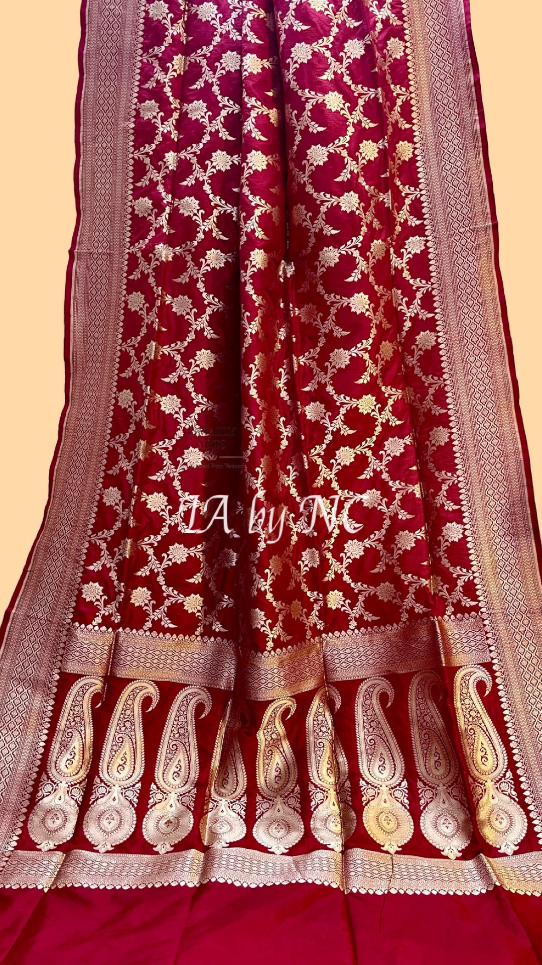 Carmine Banarasi Pure Katan Silk Pattu Saree