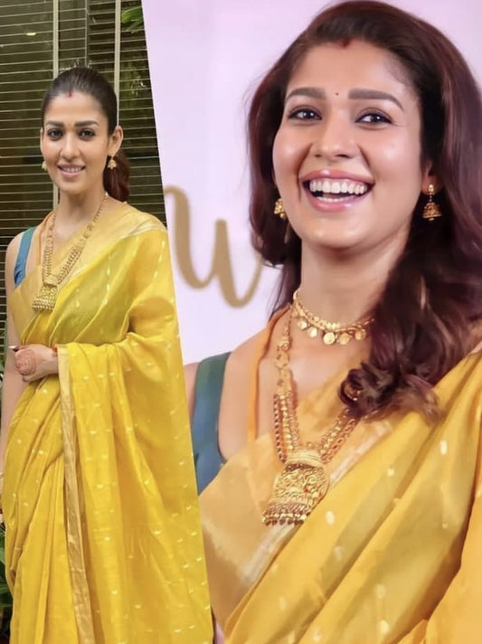 Nayanthara Inspired Banarasi Blend Cotton Silk Saree
